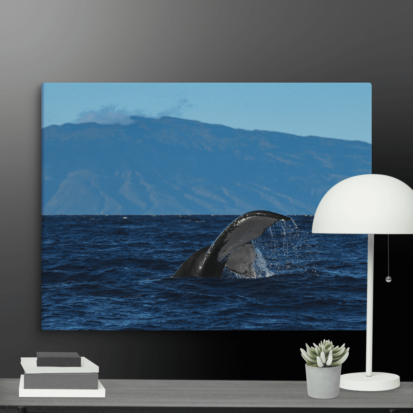 Whale Tail with Mountain Background